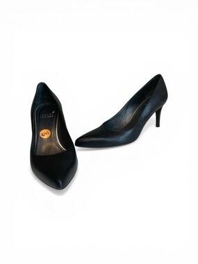 Stuart Weitzman Black Leather Pointed Toe Pumps